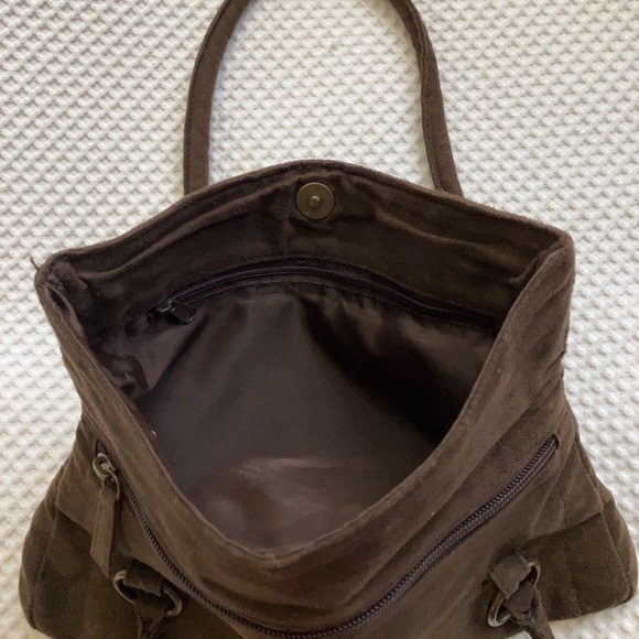 Brown faux suede handbag - Picture 4 of 6